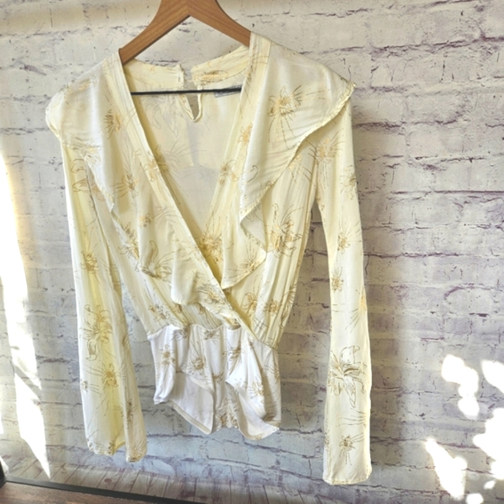 Novella Royale Cream and Gold Floral Bodysuit